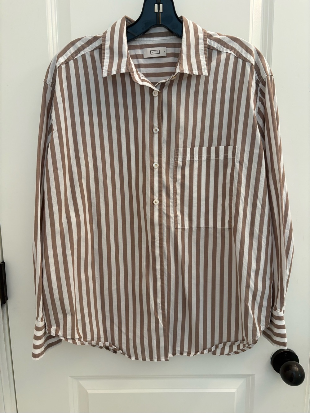 AYR “The Deep End” Cotton Stripe Button Down Shirt,, Women’s S
